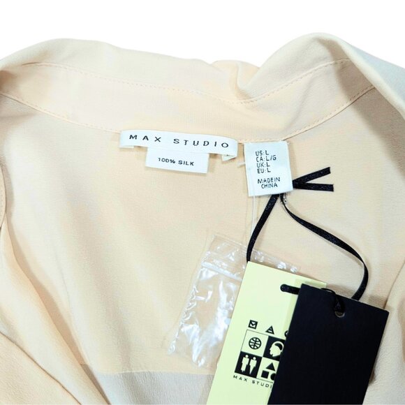 Max Studio Large NWT Sleeveless Peach Silk Collared Blouse - Picture 8 of 9
